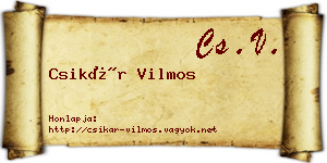 Csikár Vilmos névjegykártya