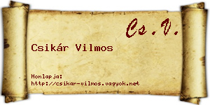 Csikár Vilmos névjegykártya